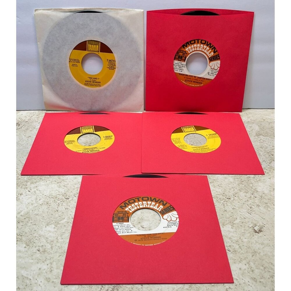 Stevie Wonder 45 Record Lot of 5 Funk Soul Creepin Living for the City I Wish